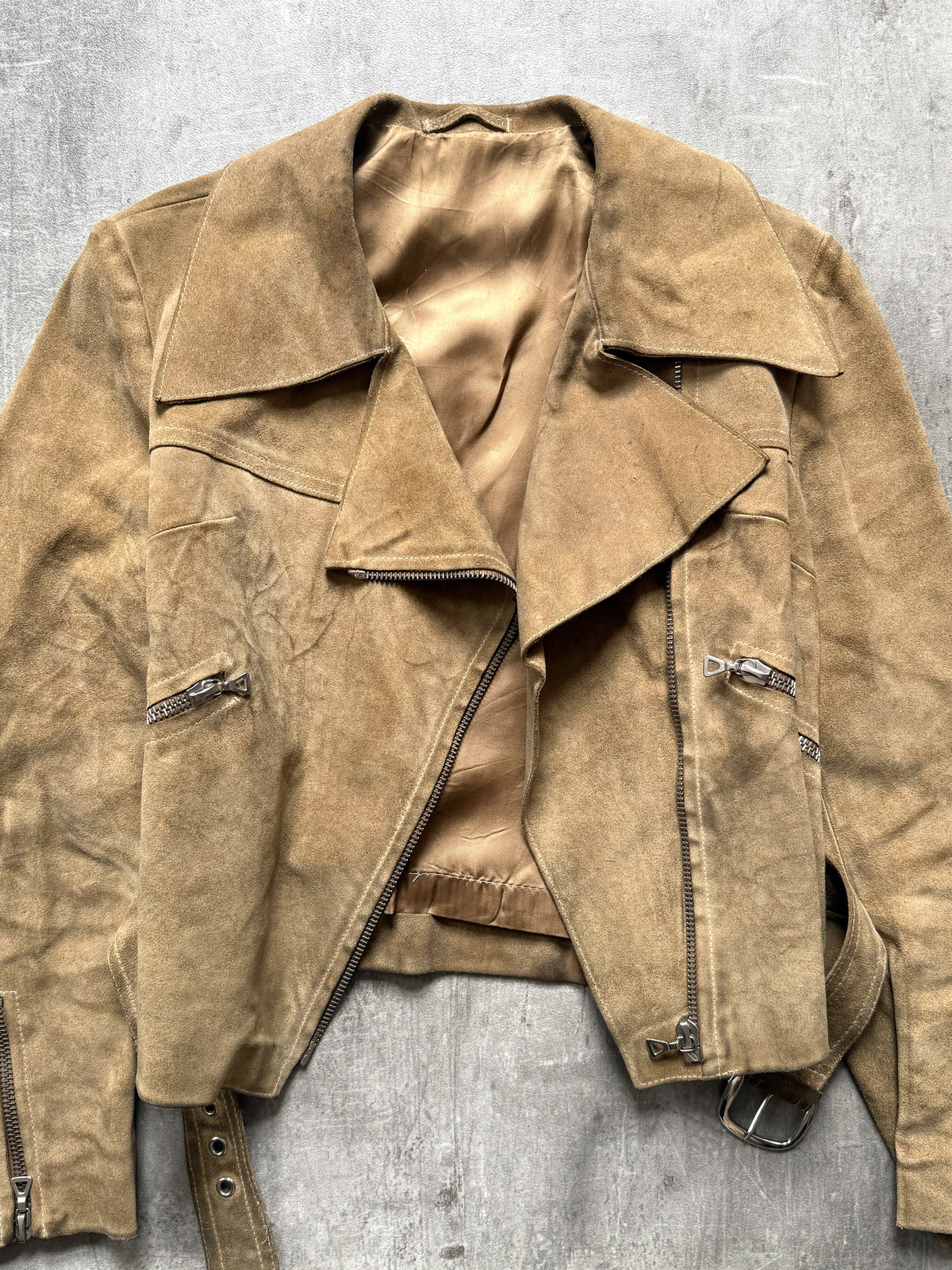 Vintage 1960’s Danish Lysta Zip Cropped Suede Motorcycle Jacket.