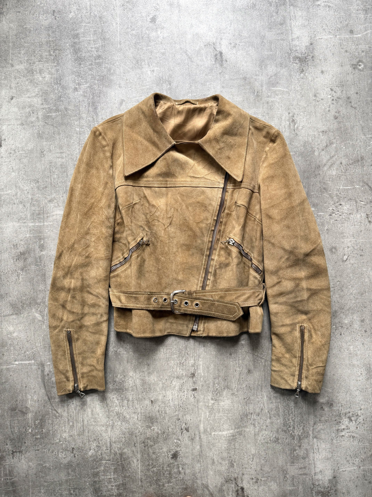 Vintage 1960’s Danish Lysta Zip Cropped Suede Motorcycle Jacket.