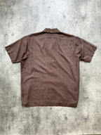 Vintage 1960's British Viyella Open Collar Brown Pocket Holiday Summer Shirt.