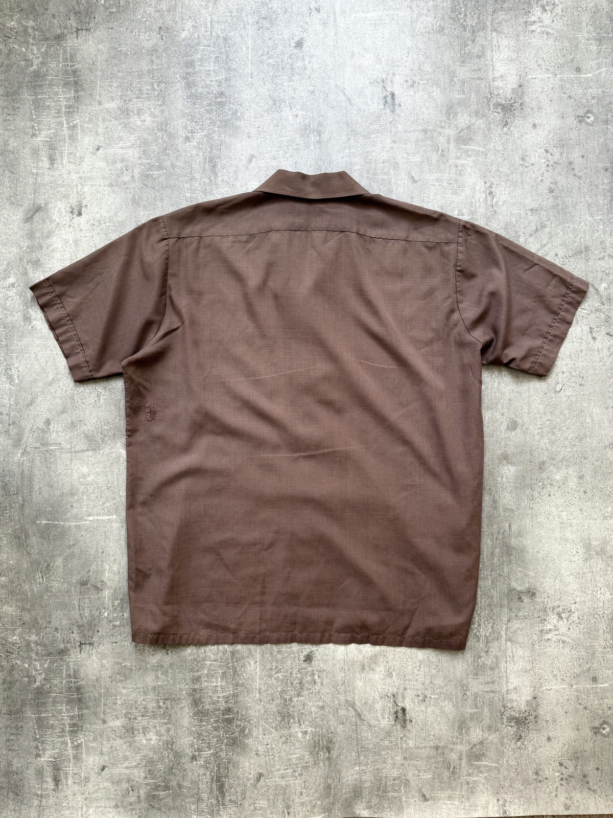Vintage 1960's British Viyella Open Collar Brown Pocket Holiday Summer Shirt.