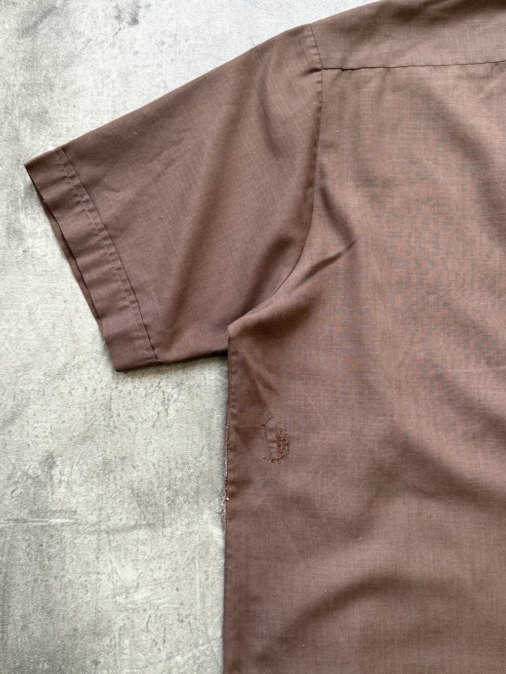 Vintage 1960's British Viyella Open Collar Brown Pocket Holiday Summer Shirt.