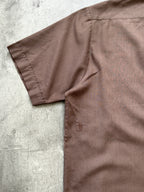 Vintage 1960's British Viyella Open Collar Brown Pocket Holiday Summer Shirt.