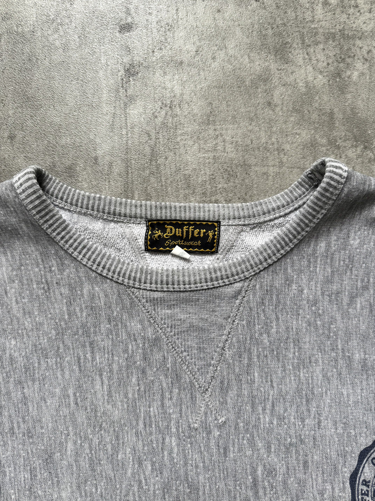 Vintage 1990's Duffer St. George 60s College Reverse Weave Cropped Sweatshirt.