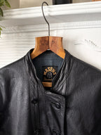 Vintage 1950s Swedish Goatskin Leather Double Breast Half Belt Motorcycle Jacket