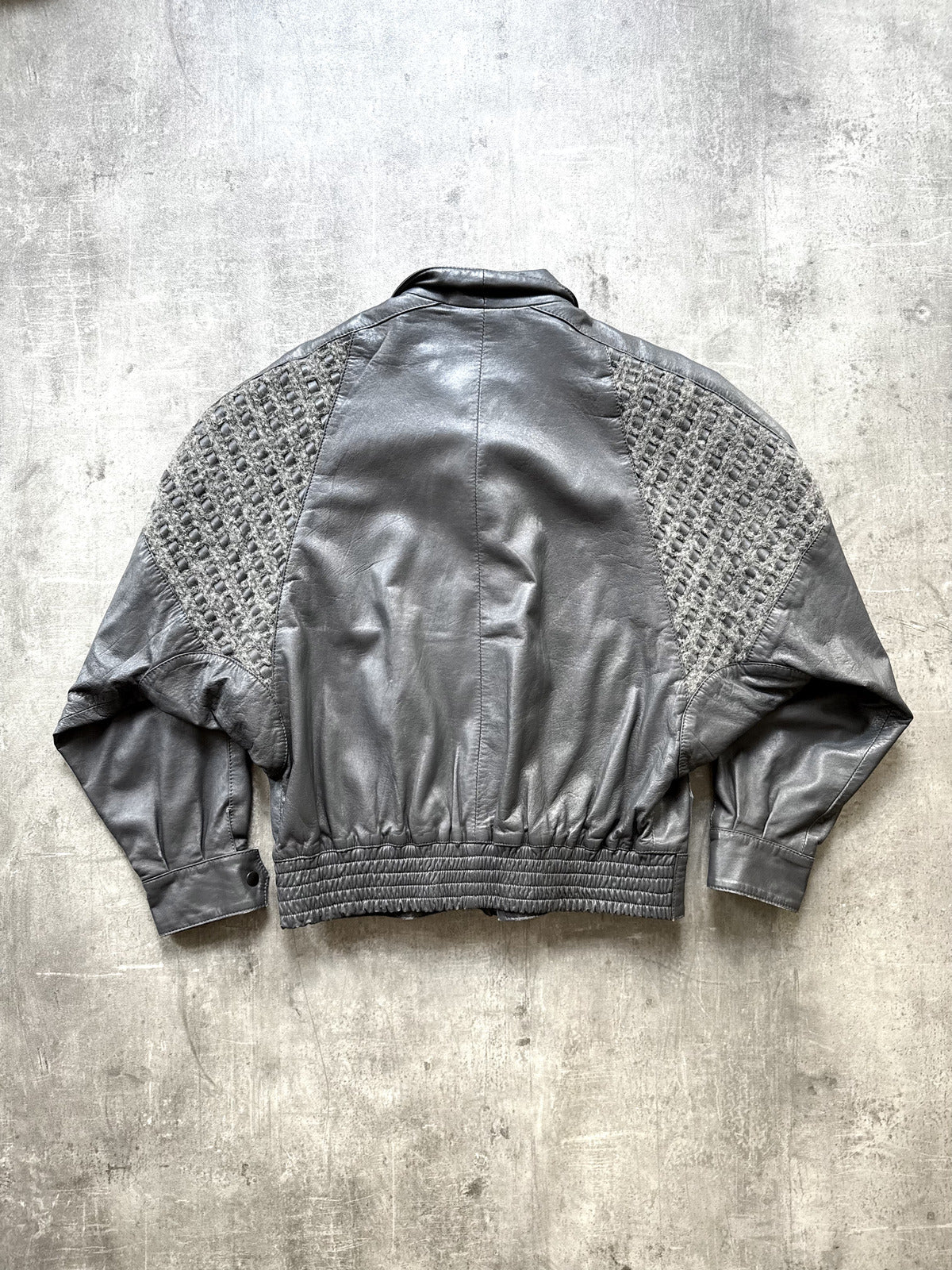 Vintage 1980's Spanish Made Batwing Leather Woven Mohair Structured Blouson.