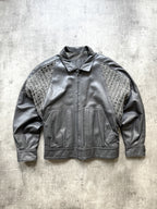 Vintage 1980's Spanish Made Batwing Leather Woven Mohair Structured Blouson.