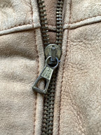 Vintage 80's English Shearling Buckled Hem Asymmetrical Motorcycle Bomber Jacket