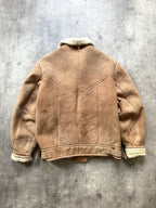 Vintage 80's English Shearling Buckled Hem Asymmetrical Motorcycle Bomber Jacket