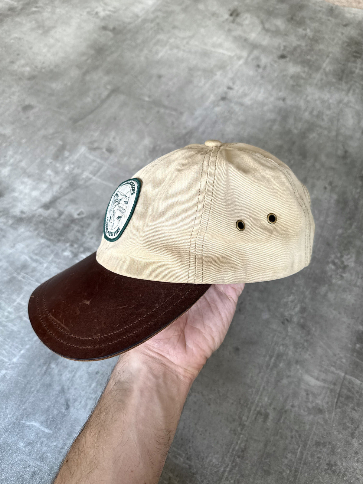 Aime Leon Dore Woolrich Leather Brim Canvas Wading Strapback Cap.