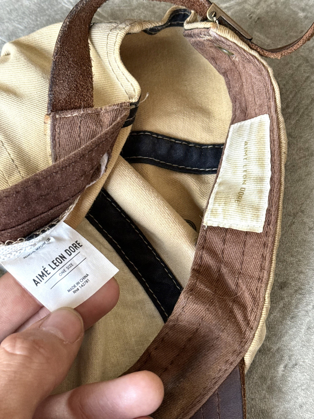 Aime Leon Dore Woolrich Leather Brim Canvas Wading Strapback Cap.