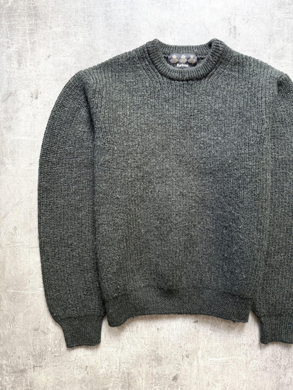 Vintage Barbour Tyne British Wool Chunky Fisherman Knit Crewneck Jumper