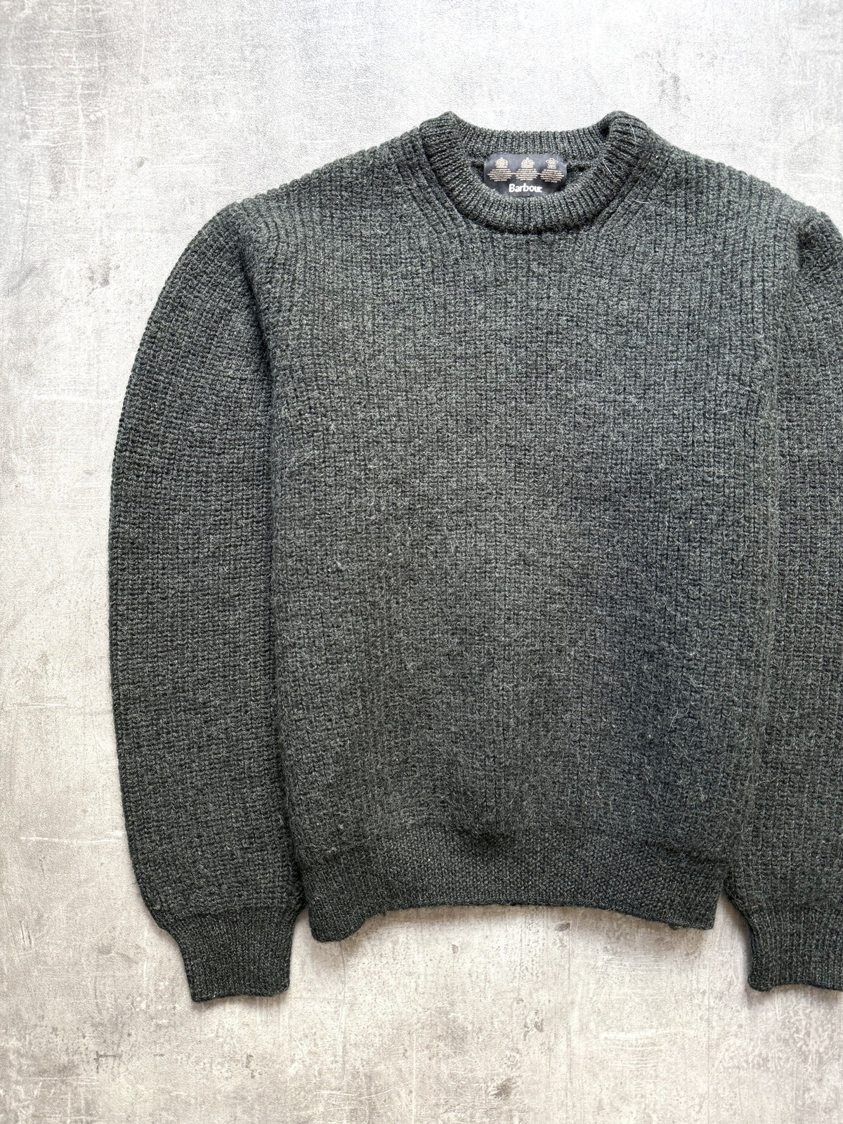 Vintage Barbour Tyne British Wool Chunky Fisherman Knit Crewneck Jumper