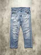 Vintage 2000’s Levis 508 Patched & Thrashed Mid Blue Denim Jeans.