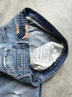Vintage 2000’s Levis 508 Patched & Thrashed Mid Blue Denim Jeans.