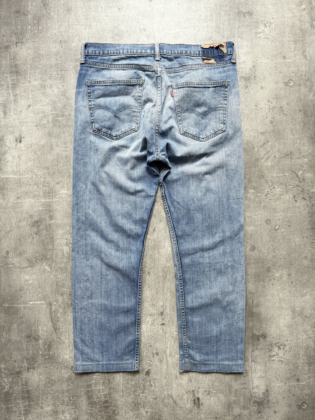 Vintage 2000’s Levis 508 Patched & Thrashed Mid Blue Denim Jeans.
