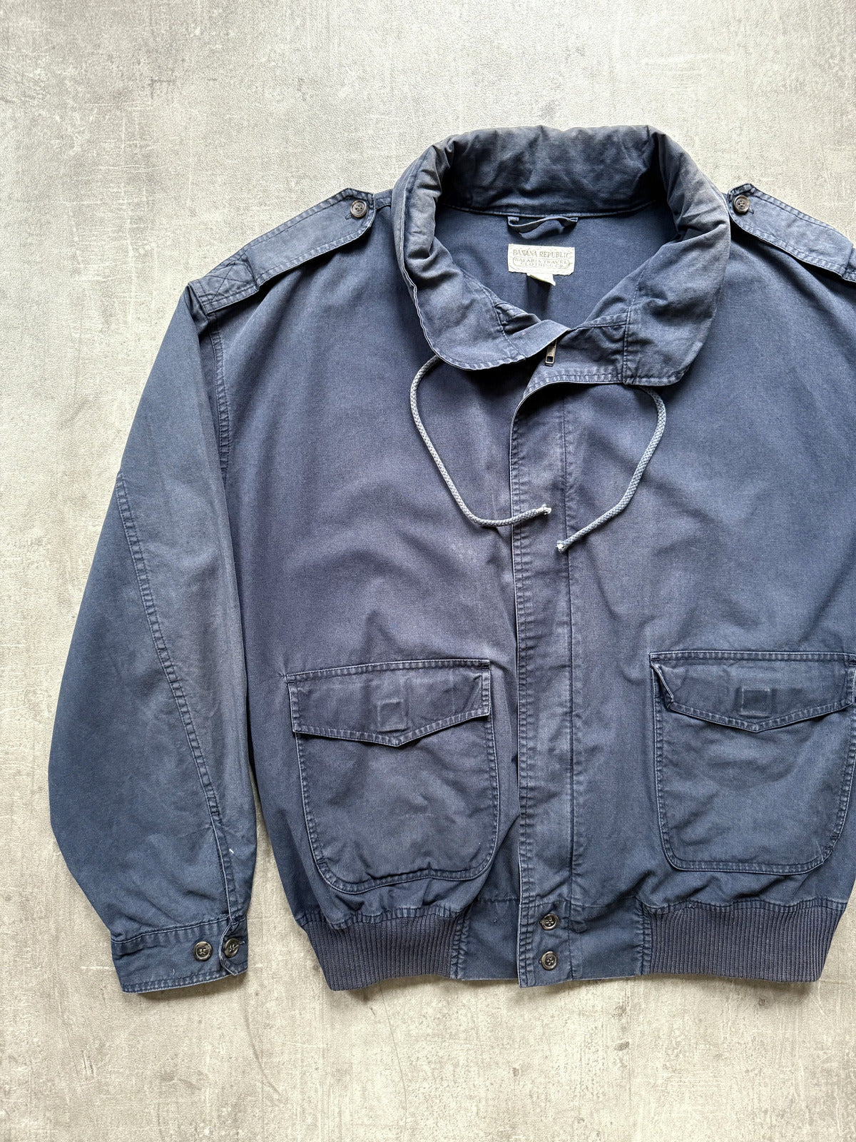 Vintage 1980’s Banana Republic Safari Sunfaded Pillow Neck Cotton Blouson.