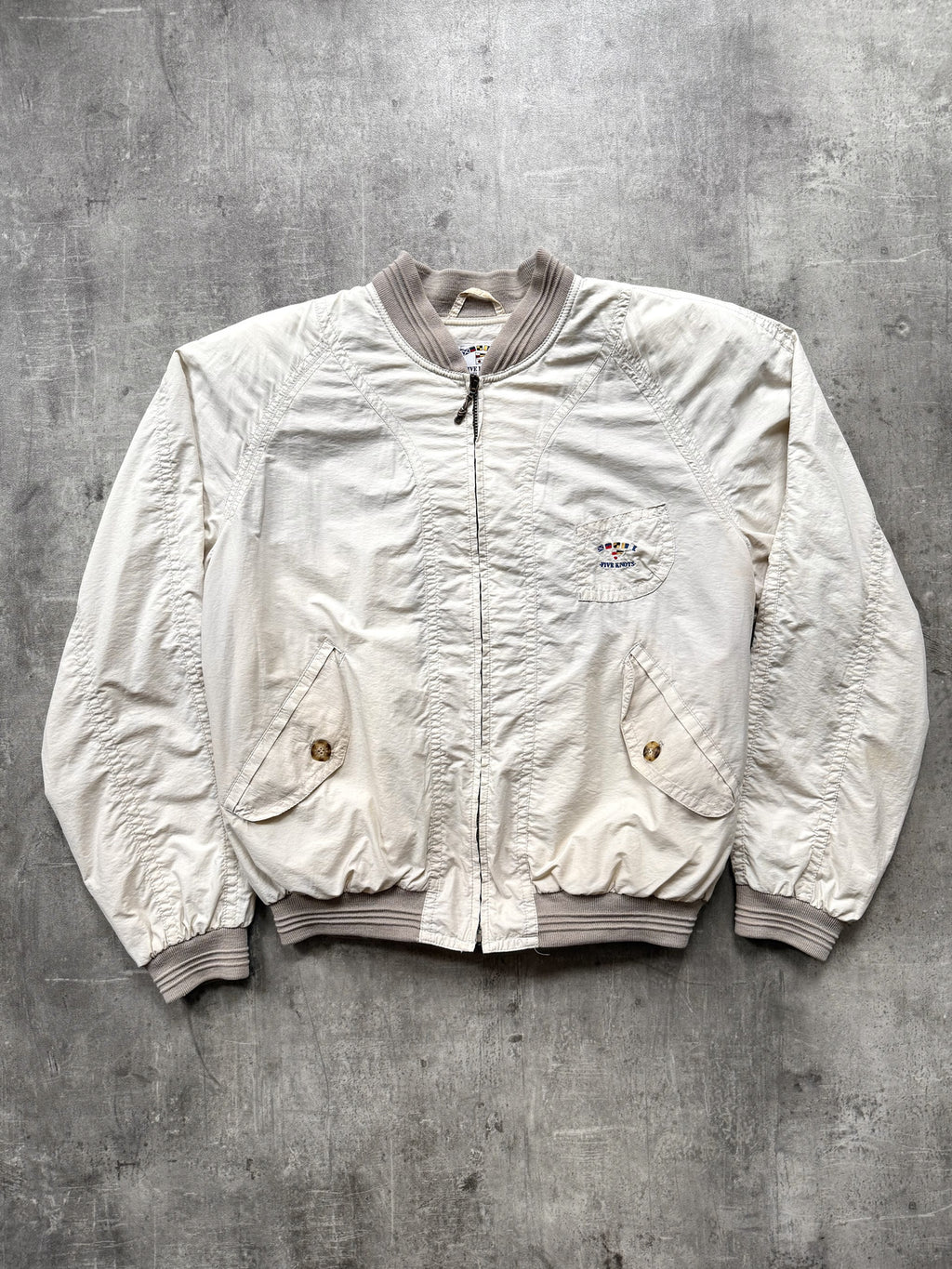 Vintage 1980's Melka Five Knots Structured Sailing Boxy Fit Bomber Jacket.