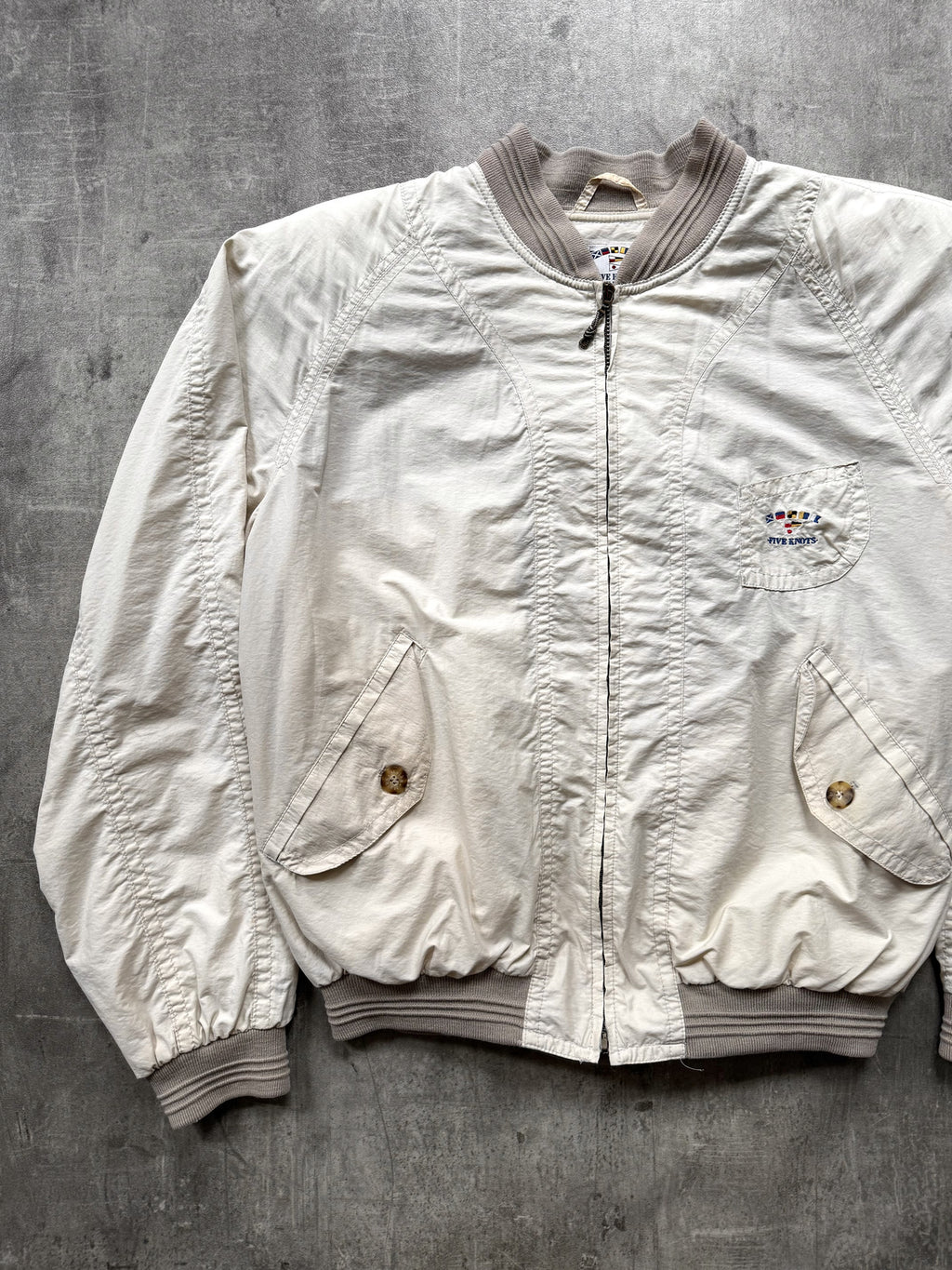 Vintage 1980's Melka Five Knots Structured Sailing Boxy Fit Bomber Jacket.