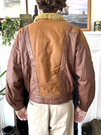 Vintage 1980’s Italian Contrast Shearling Asymmetrical Buckled Bomber Jacket