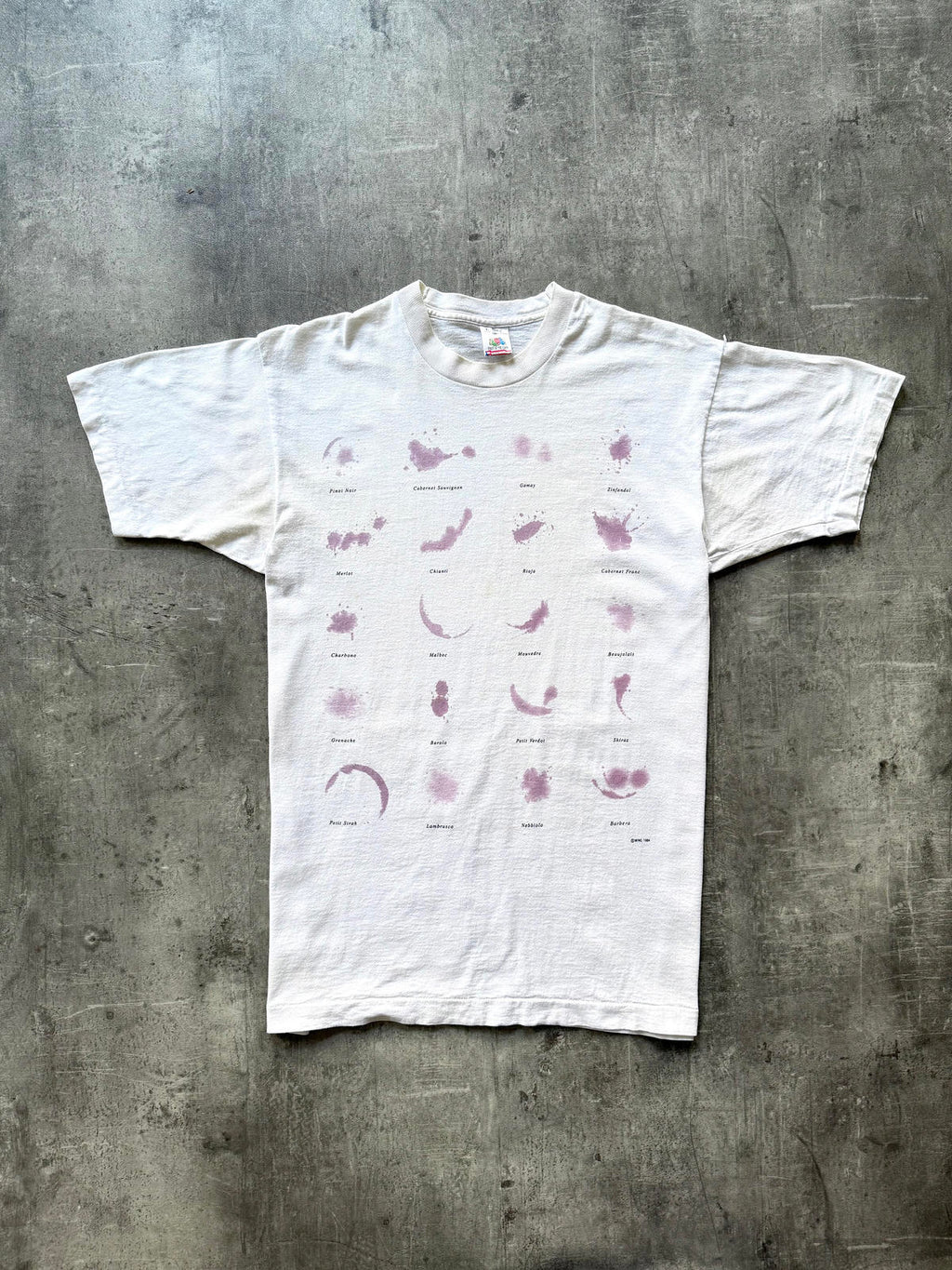 Vintage 1994 Single Stitch Wine Stain Graphic Tee.