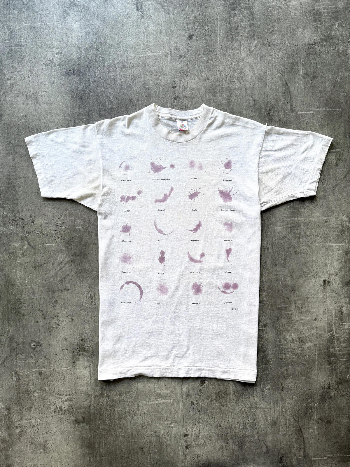 Vintage 1994 Single Stitch Wine Stain Graphic Tee.