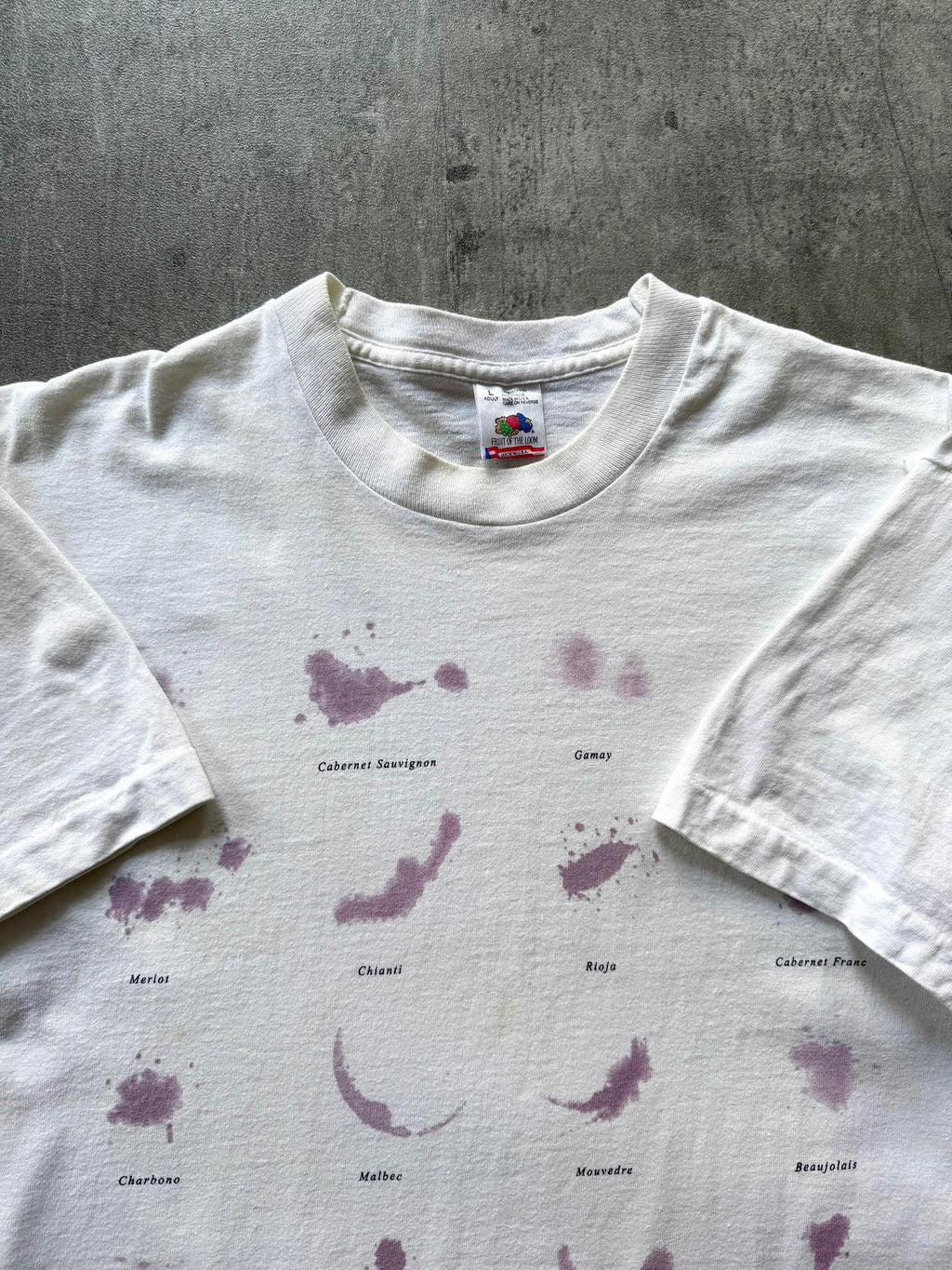 Vintage 1994 Single Stitch Wine Stain Graphic Tee.