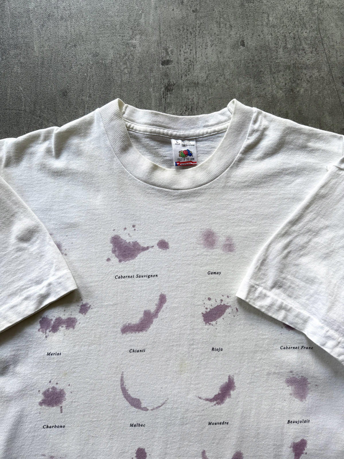 Vintage 1994 Single Stitch Wine Stain Graphic Tee.