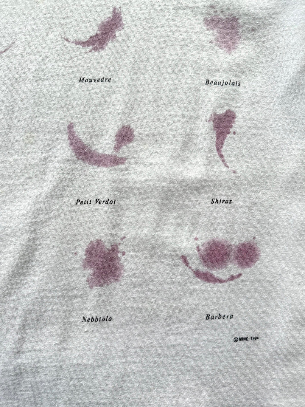 Vintage 1994 Single Stitch Wine Stain Graphic Tee.