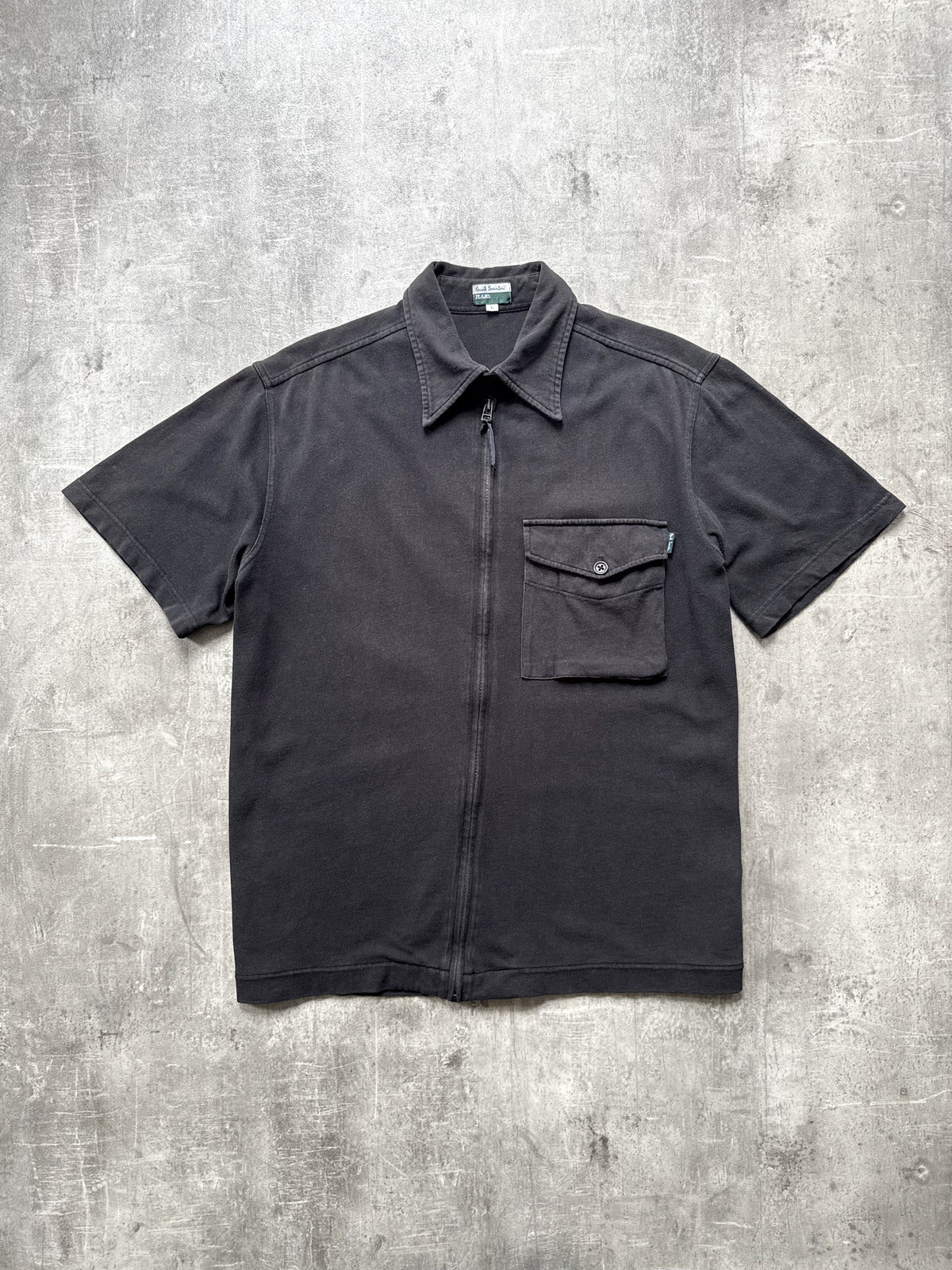 Vintage 1990's Paul Smith Jeans Full Zip Cotton Utility Pocket Black Work Shirt.