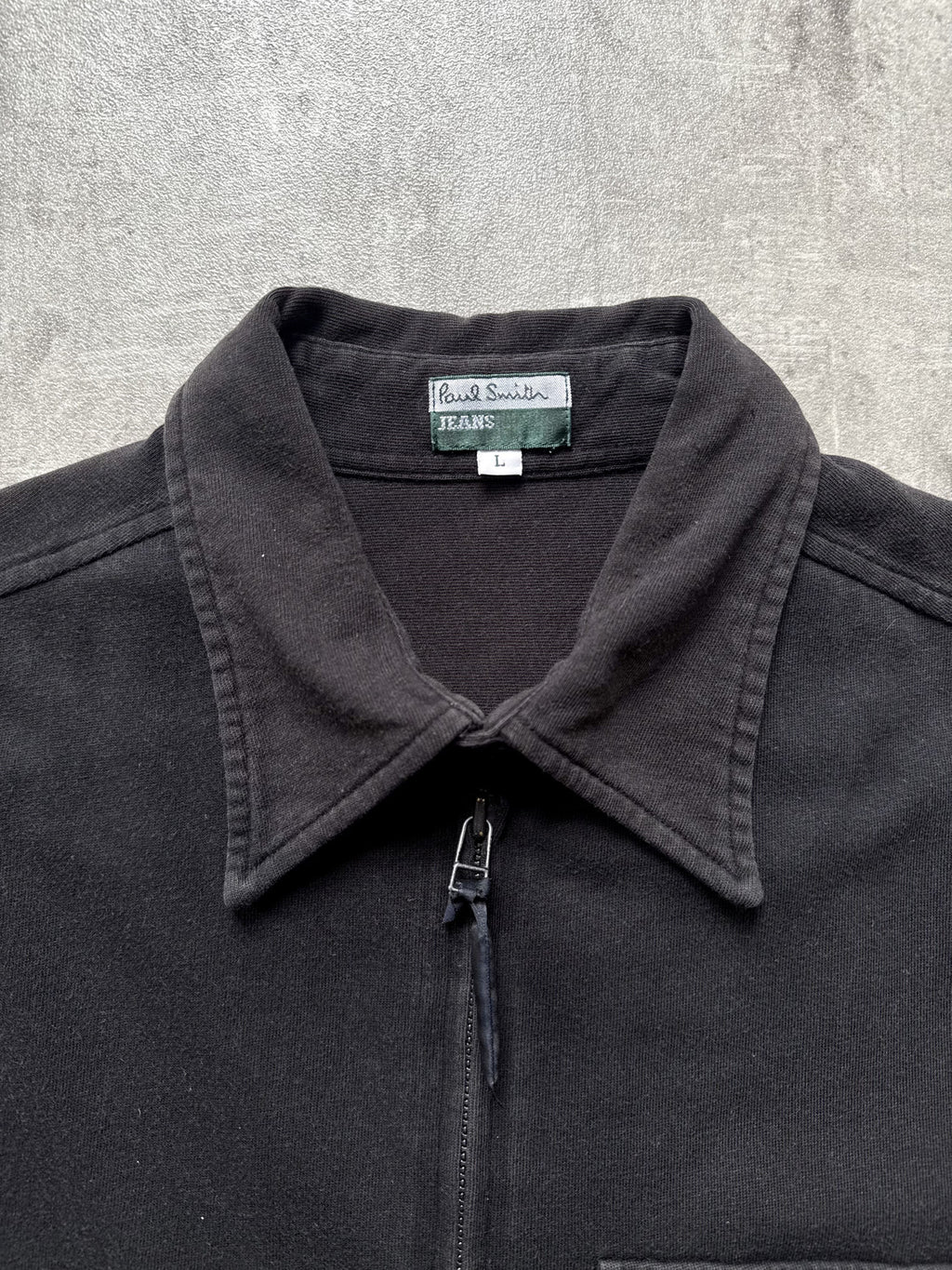 Vintage 1990's Paul Smith Jeans Full Zip Cotton Utility Pocket Black Work Shirt.