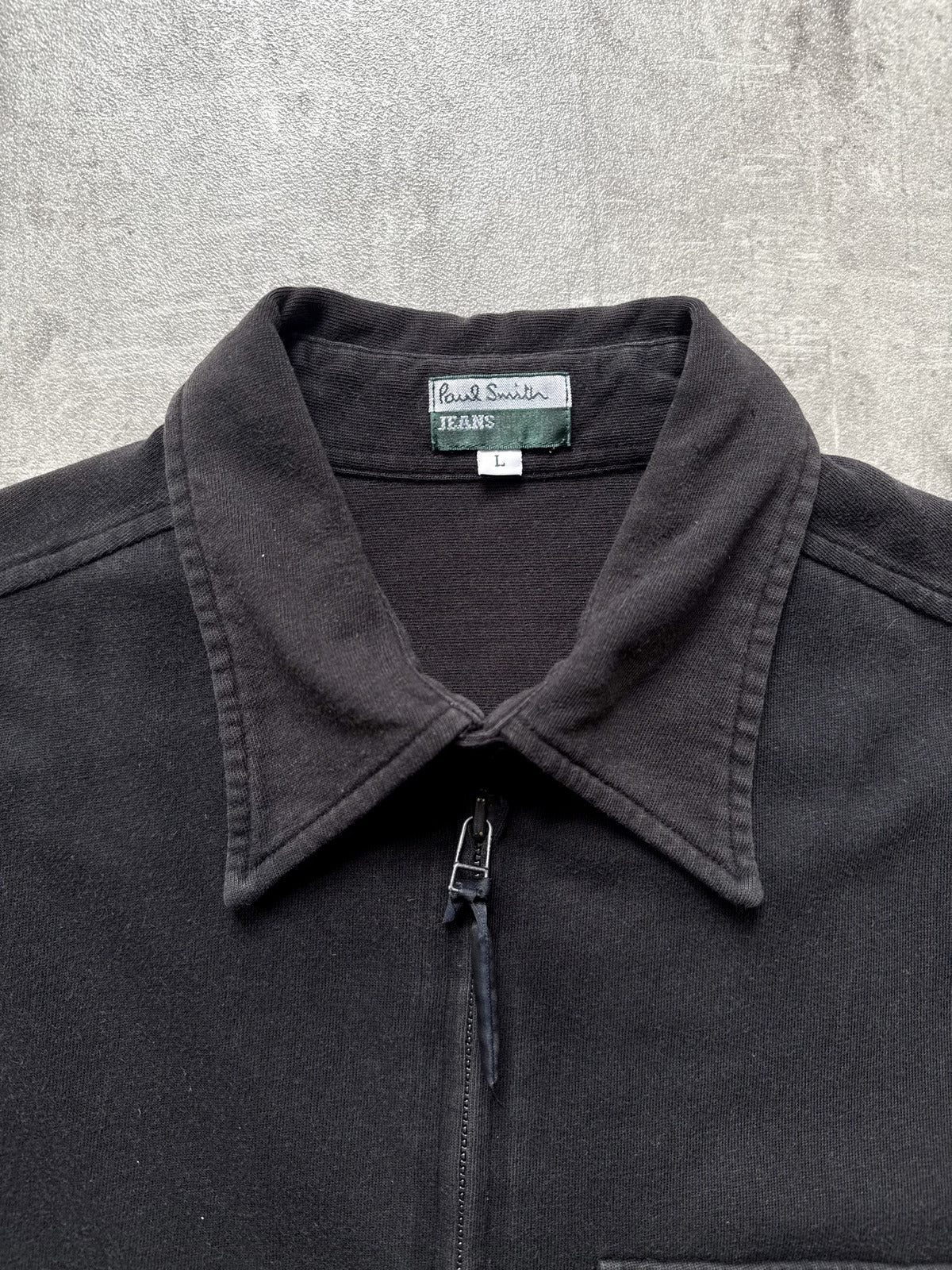 Vintage 1990's Paul Smith Jeans Full Zip Cotton Utility Pocket Black Work Shirt.