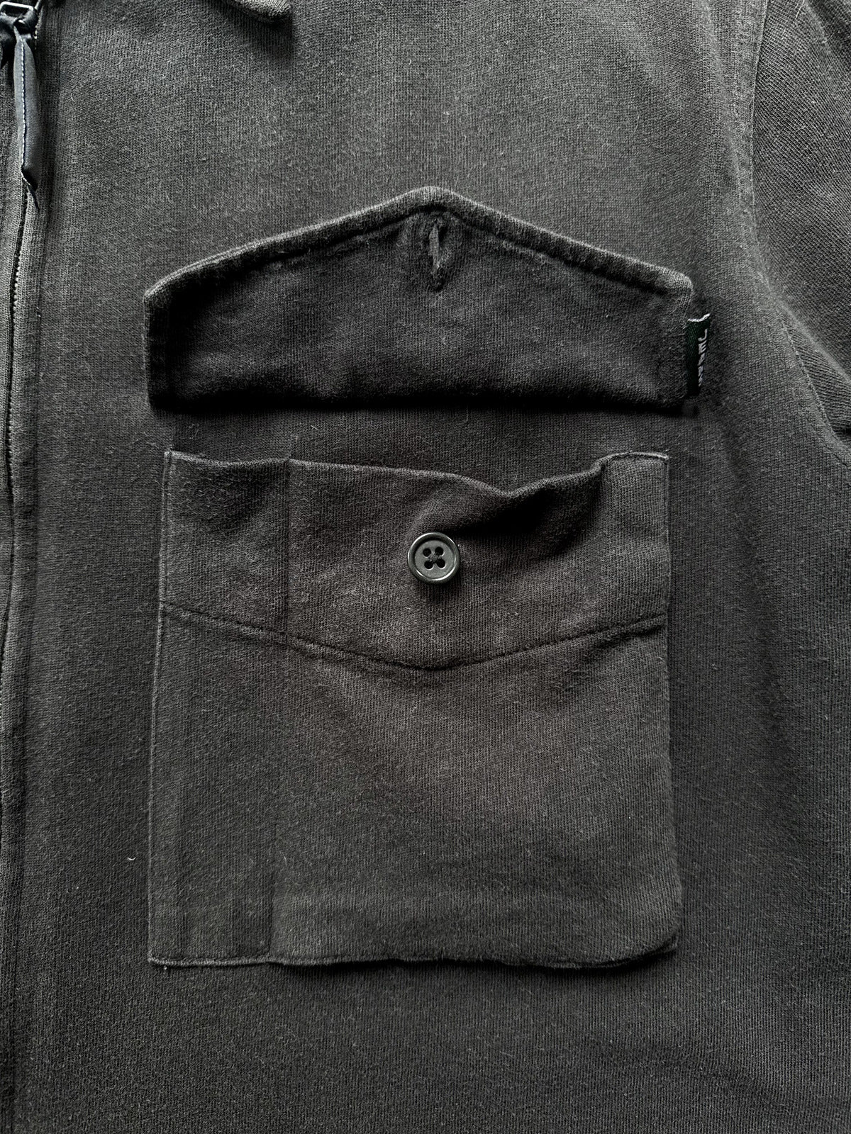 Vintage 1990's Paul Smith Jeans Full Zip Cotton Utility Pocket Black Work Shirt.