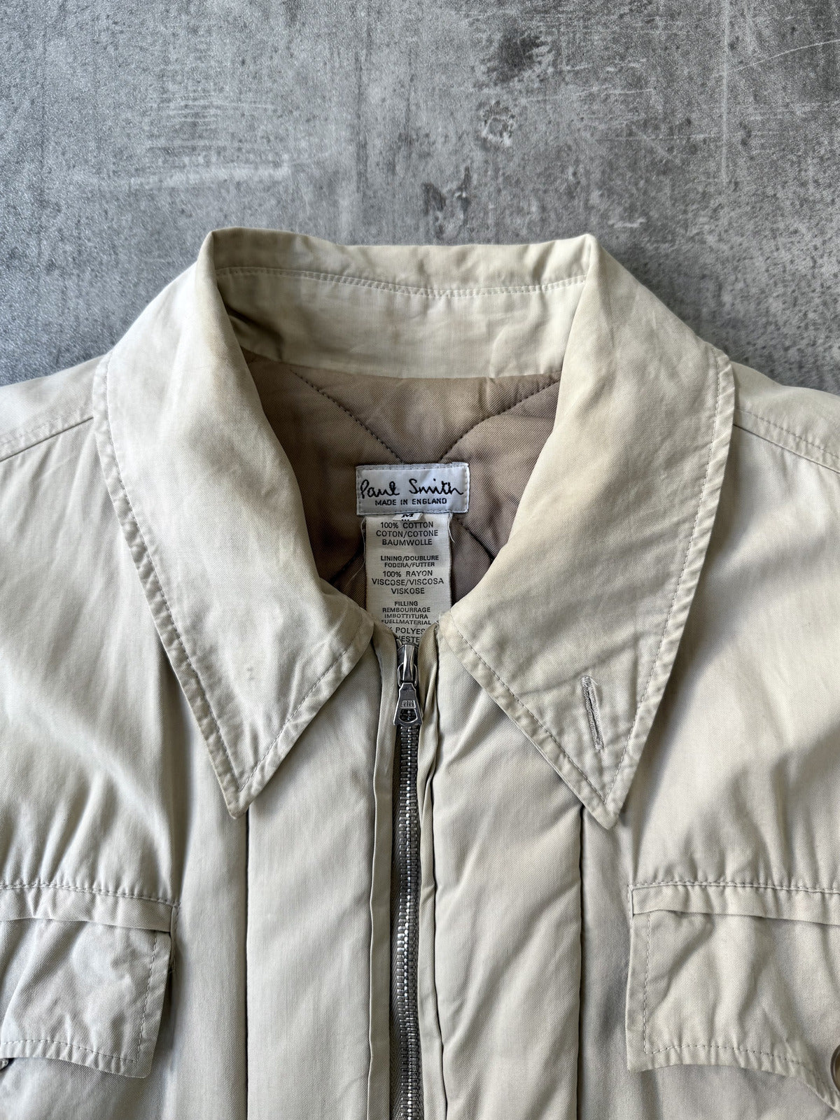 1990’s Paul Smith Made in England RiRi Zip Quilted Cycling Coat.