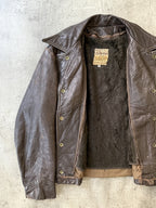 Vintage 1960's Grais Front Quarter Steerhide Brown Leather Motorcycle Blouson