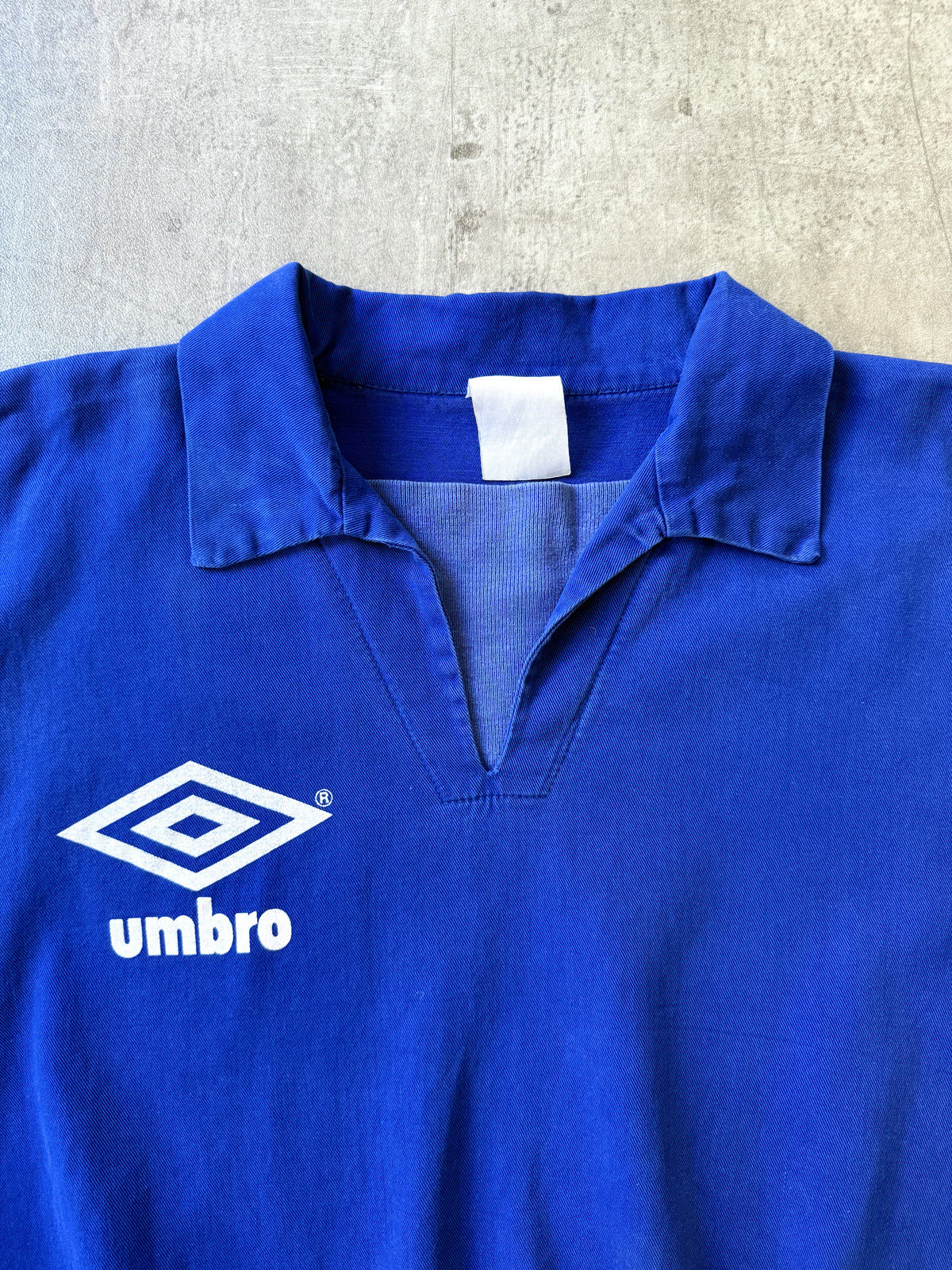 Vintage 1980's Umbro Royal Blue Pullover Graphic Drill Smock.