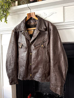 Vintage 1960's Grais Front Quarter Steerhide Brown Leather Motorcycle Blouson