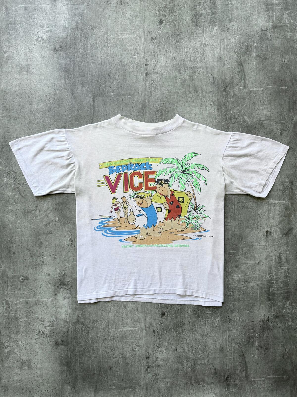 Vintage 1986 Fred Flintstone ‘Bedrock Vice’ Single Stitch Boxy Fit Graphic Tee.