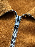 Vintage 1960's English Made Clix Zipper Tan Suede Skinny Jacket.
