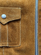 Vintage 1960's English Made Clix Zipper Tan Suede Skinny Jacket.