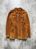 Vintage 1960's English Made Clix Zipper Tan Suede Skinny Jacket.