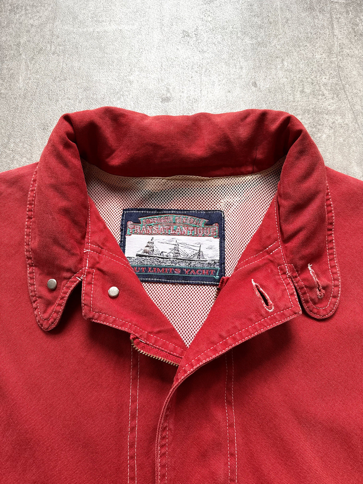 Vintage 1980's Italian Transatlantique Lampo Zipper Contrast Stitch Canvas Sailing Jacket.