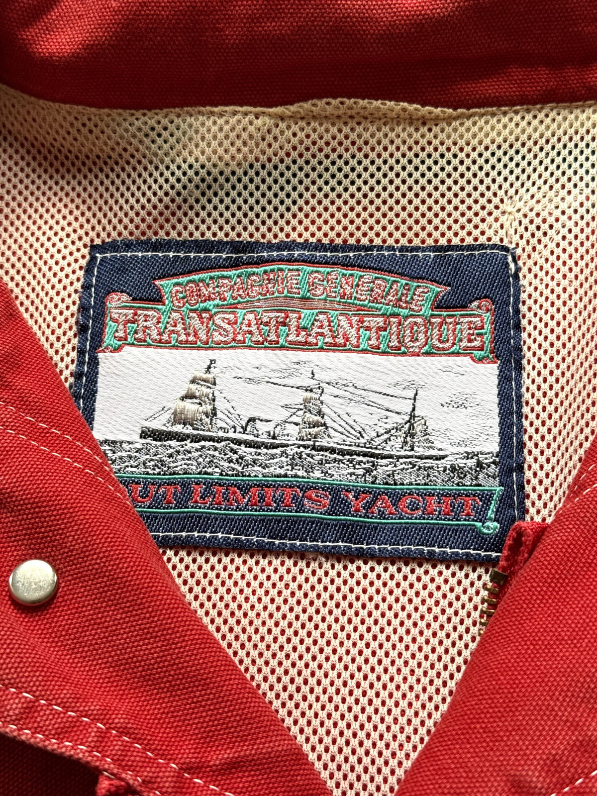 Vintage 1980's Italian Transatlantique Lampo Zipper Contrast Stitch Canvas Sailing Jacket.