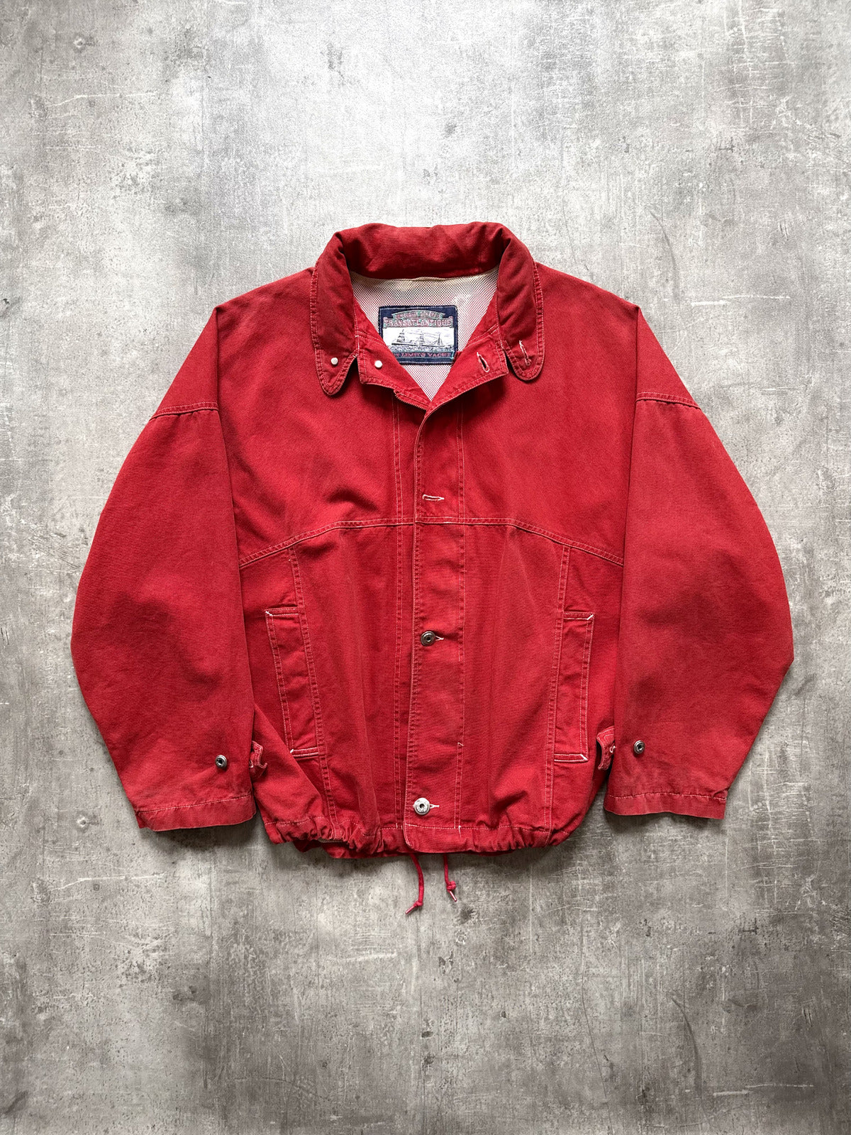 Vintage 1980's Italian Transatlantique Lampo Zipper Contrast Stitch Canvas Sailing Jacket.