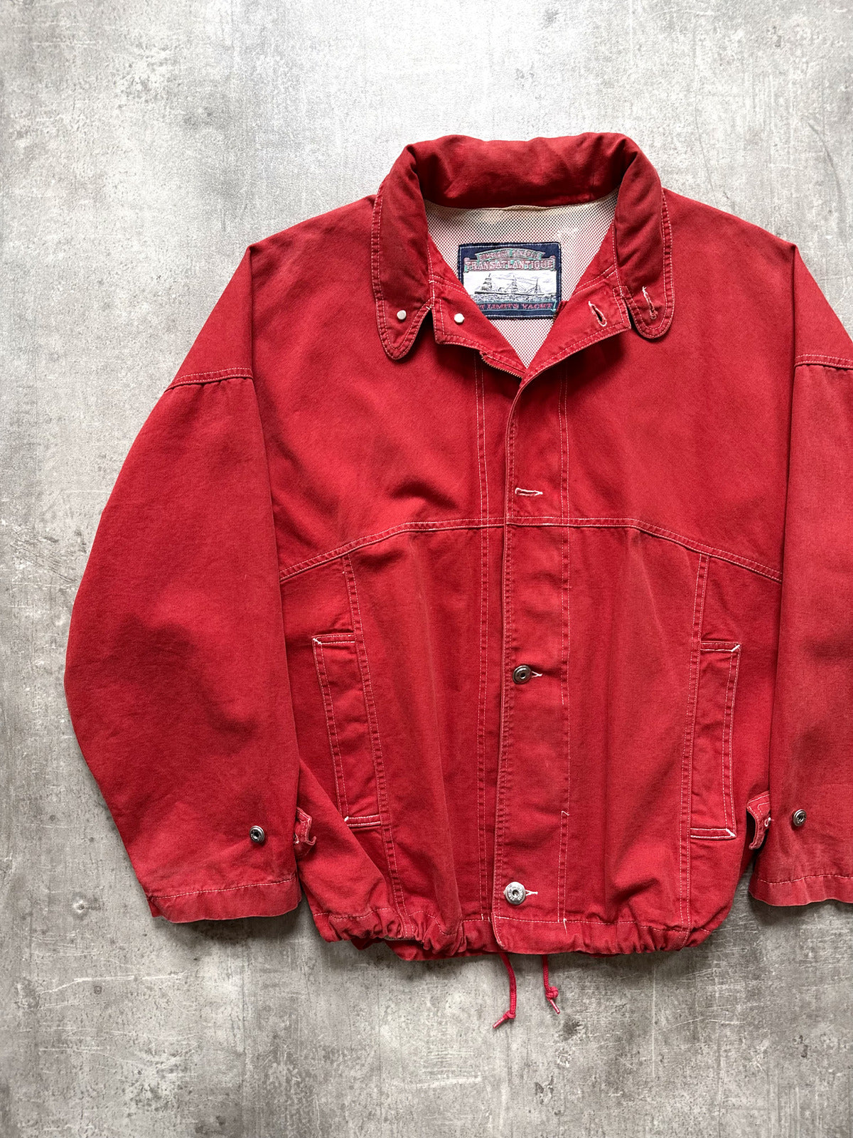Vintage 1980's Italian Transatlantique Lampo Zipper Contrast Stitch Canvas Sailing Jacket.