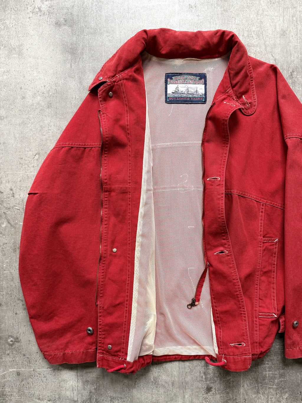 Vintage 1980's Italian Transatlantique Lampo Zipper Contrast Stitch Canvas Sailing Jacket.