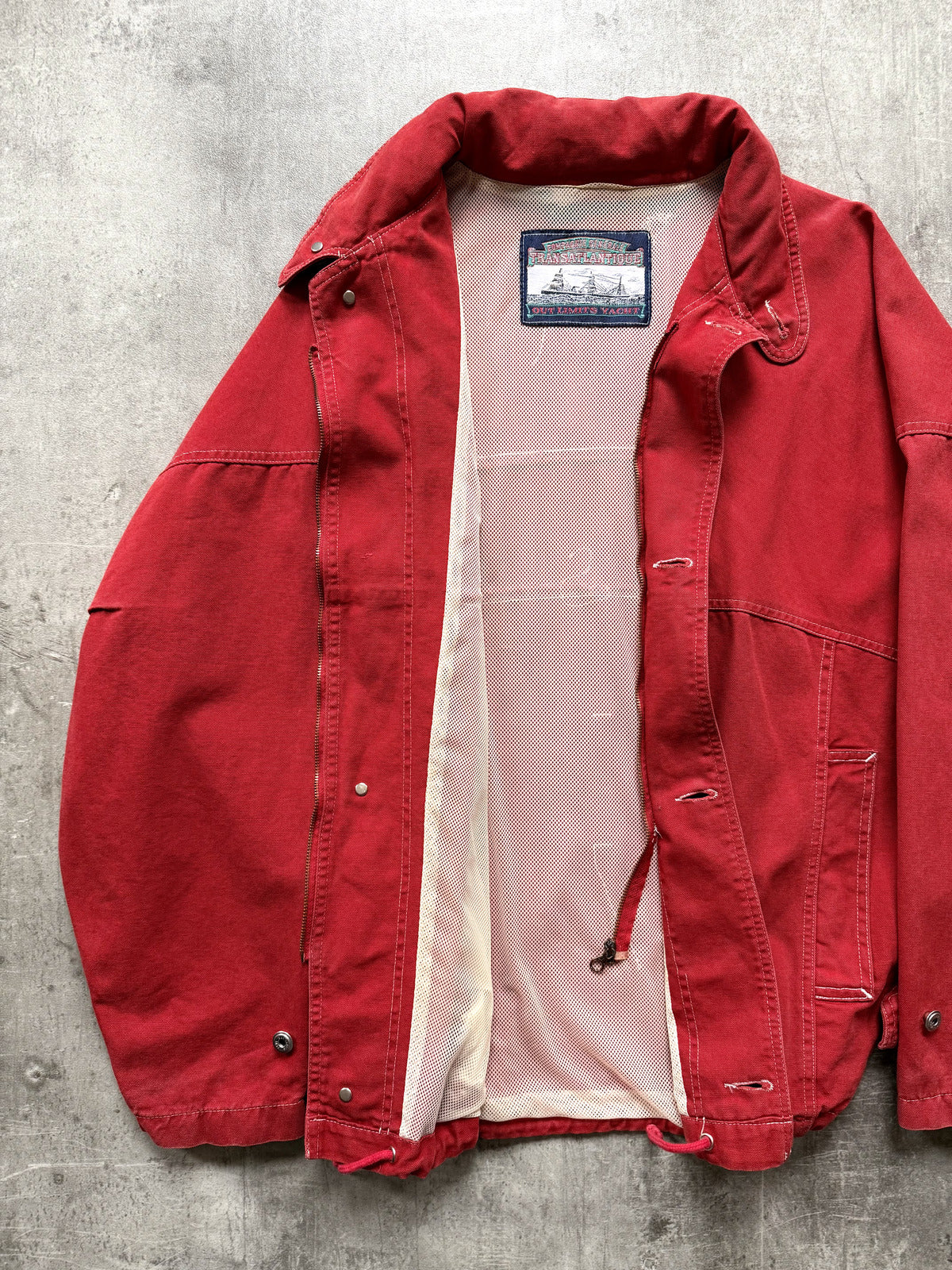 Vintage 1980's Italian Transatlantique Lampo Zipper Contrast Stitch Canvas Sailing Jacket.
