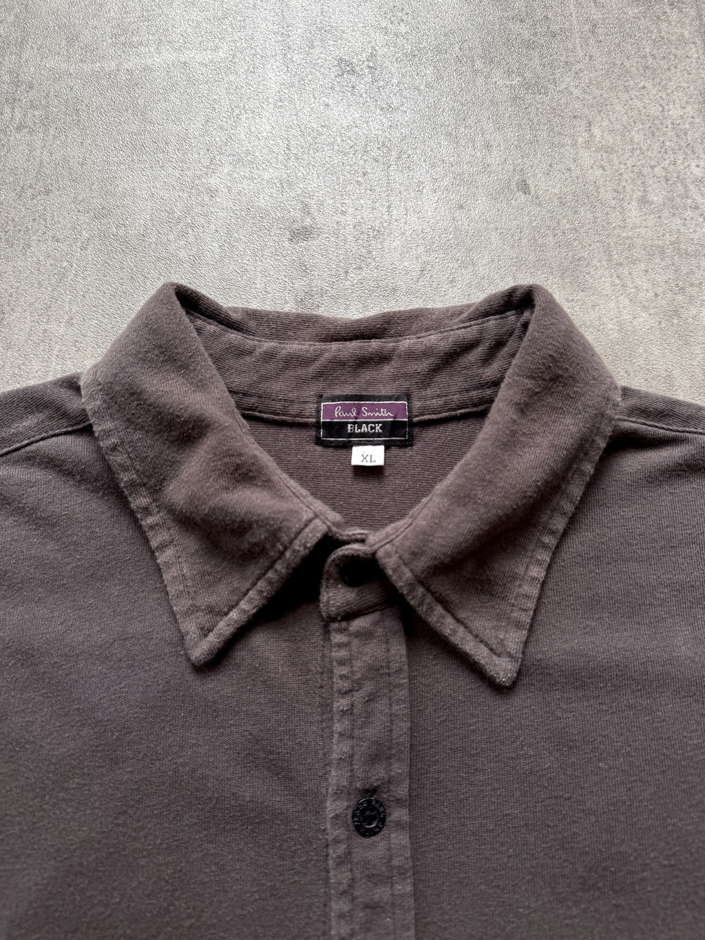 Vintage 1990’s Paul Smith Black Brushed Cotton Dark Grey Cropped Casual Shirt.