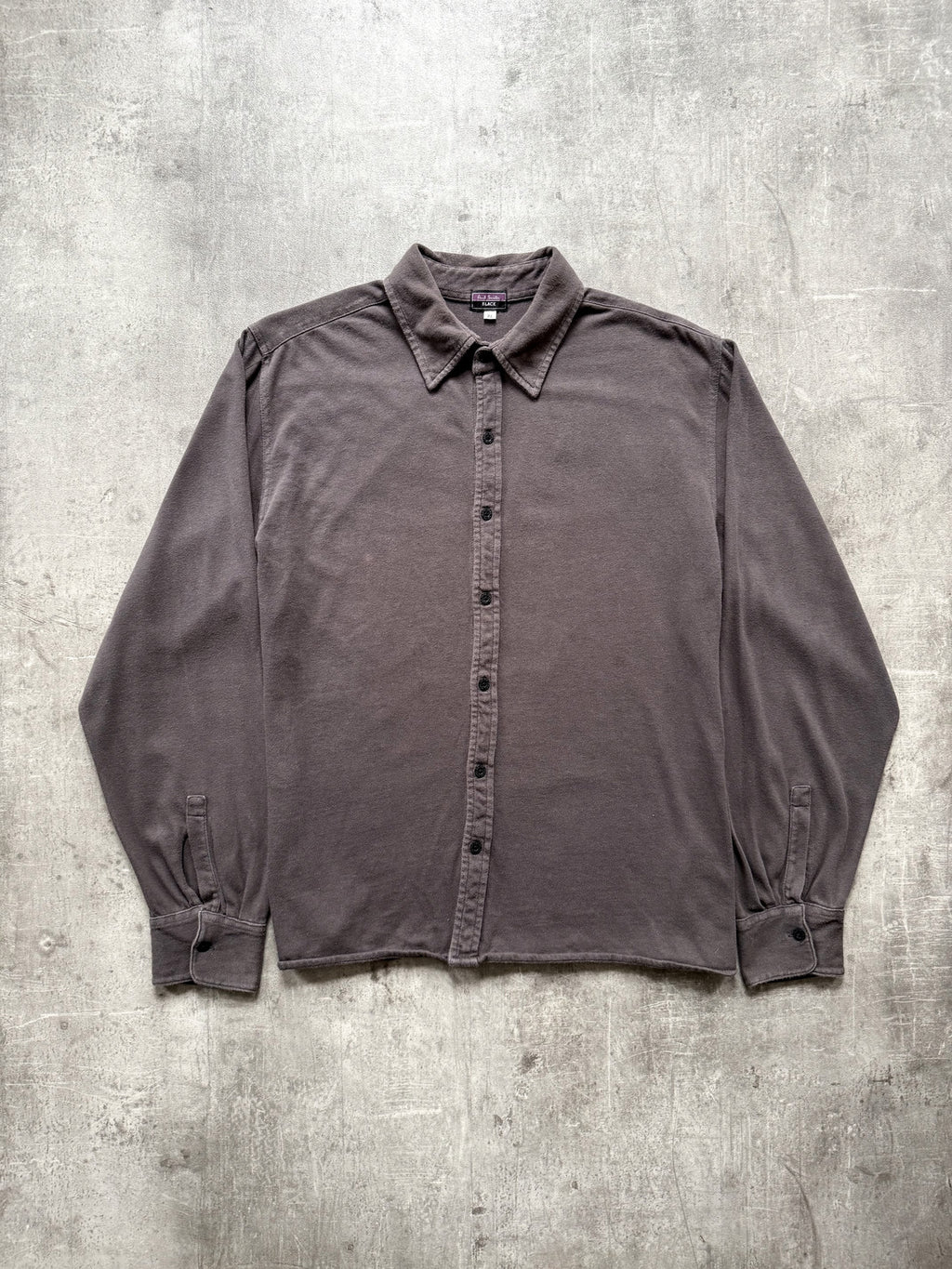 Vintage 1990’s Paul Smith Black Brushed Cotton Dark Grey Cropped Casual Shirt.