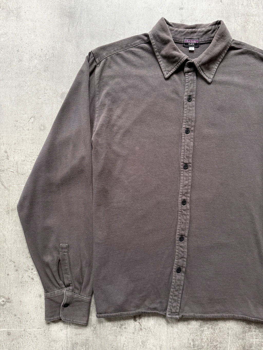 Vintage 1990’s Paul Smith Black Brushed Cotton Dark Grey Cropped Casual Shirt.