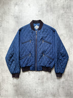 Vintage 1980's Hugo Boss Pure Silk Diamond Quilt Four Pocket Bomber Jacket.